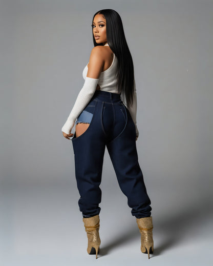 NAMI Distressed Denim Chaps Pants
