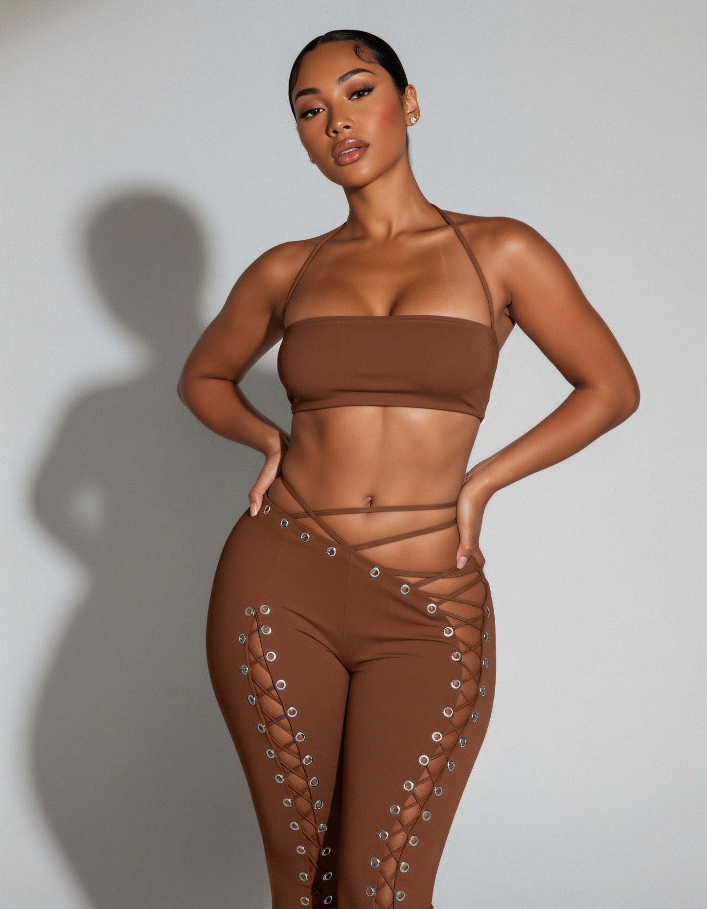 SORELA Crop Top & Lace-up Pants Set